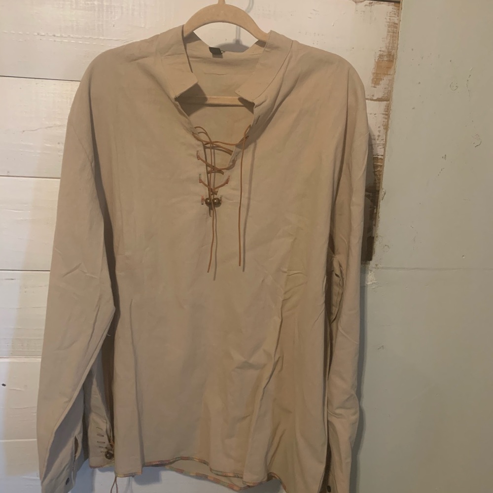 NWT Luc Matton v neck lace down long sleeve shirt.  #A18